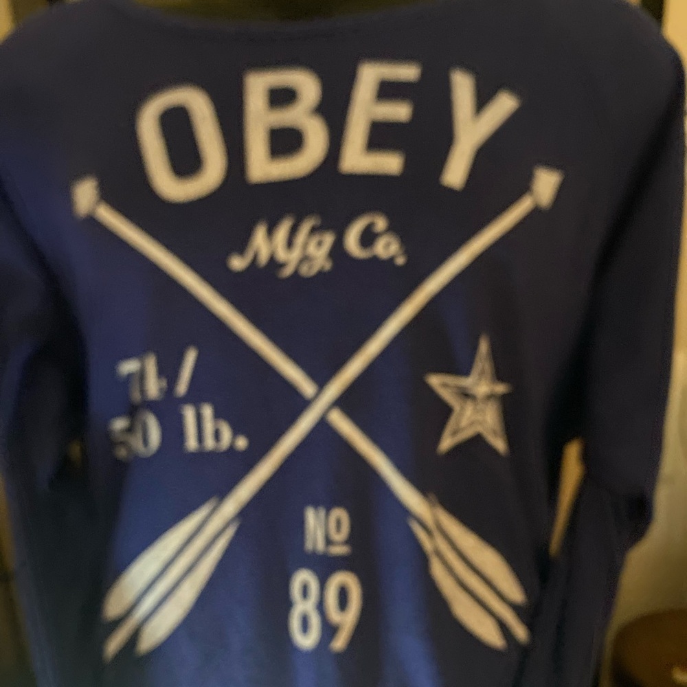 Obey Navy Pullover with Cream Oars Graphic